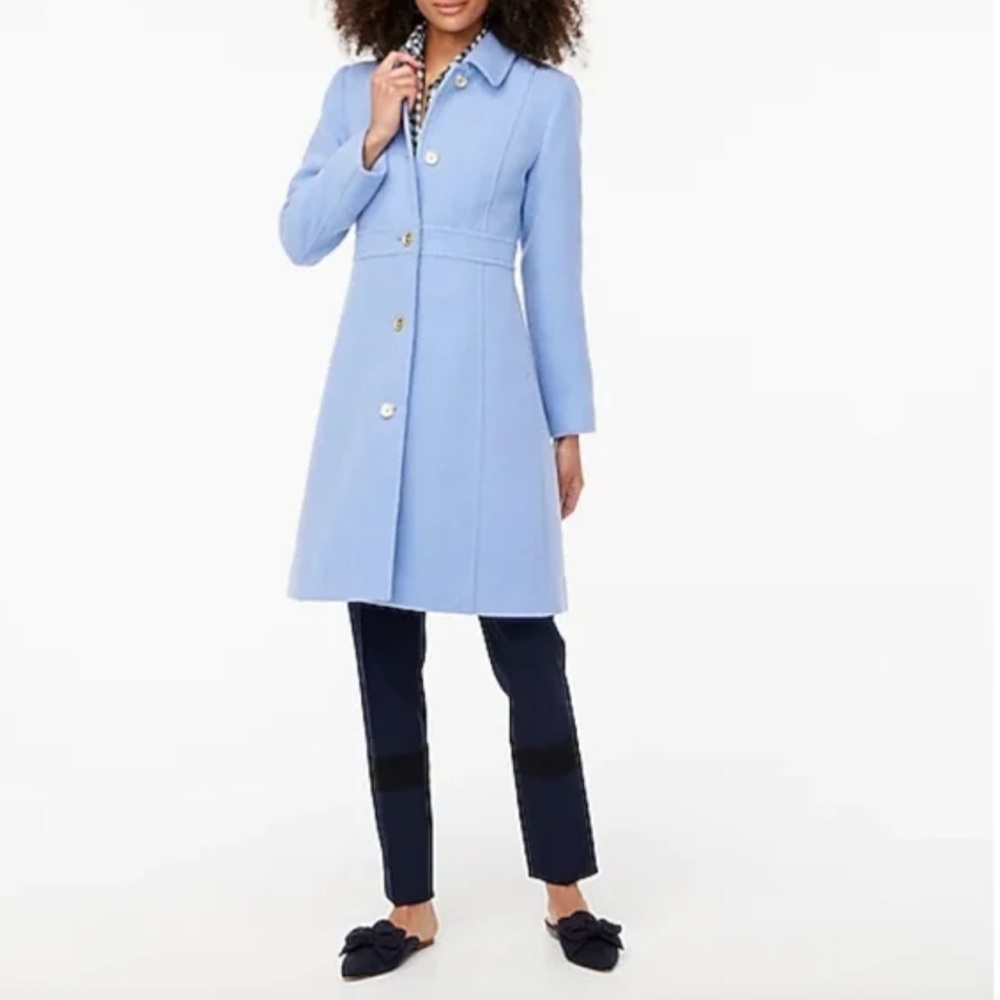Periwinkle Light Blue J Crew wool Reimagined coat 10